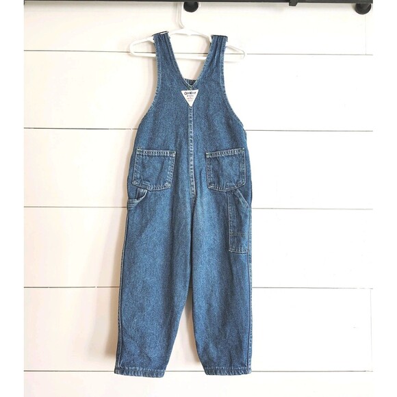 Oshkosh Vtg Boys Denim Bib Overalls Size 4T Made in USA Vestbak Blue - Picture 4 of 9